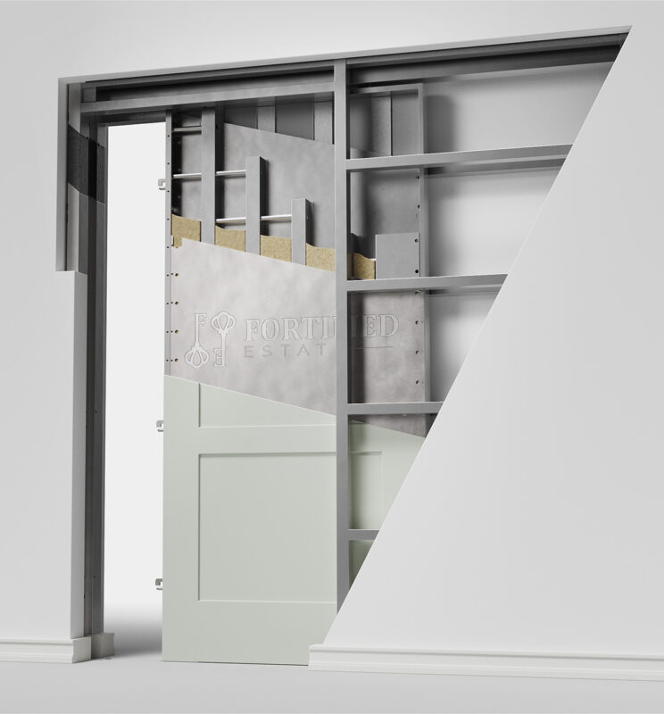 Armor layers shown in pocket door for safe room