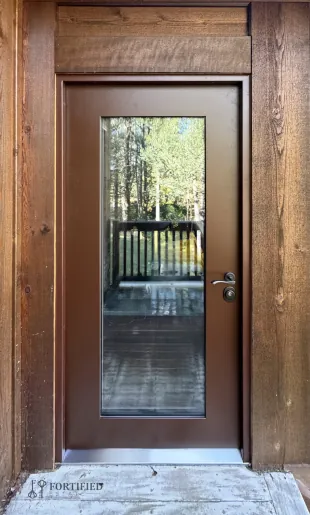 brown stained high security french door