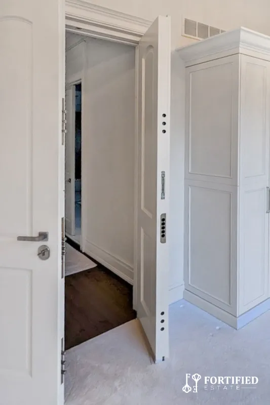 4-panel armored wood door in white paint